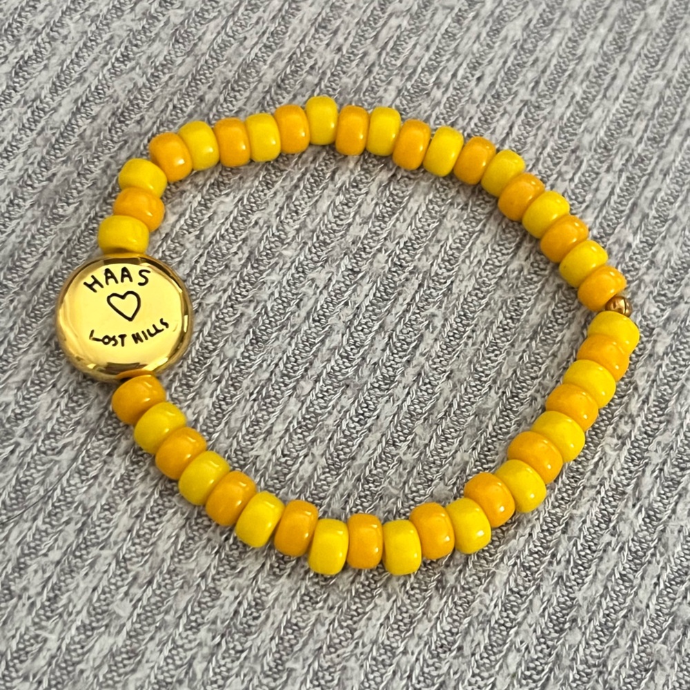 HAAS Lost Hills signed gold tone yellow beaded stretch bracelet